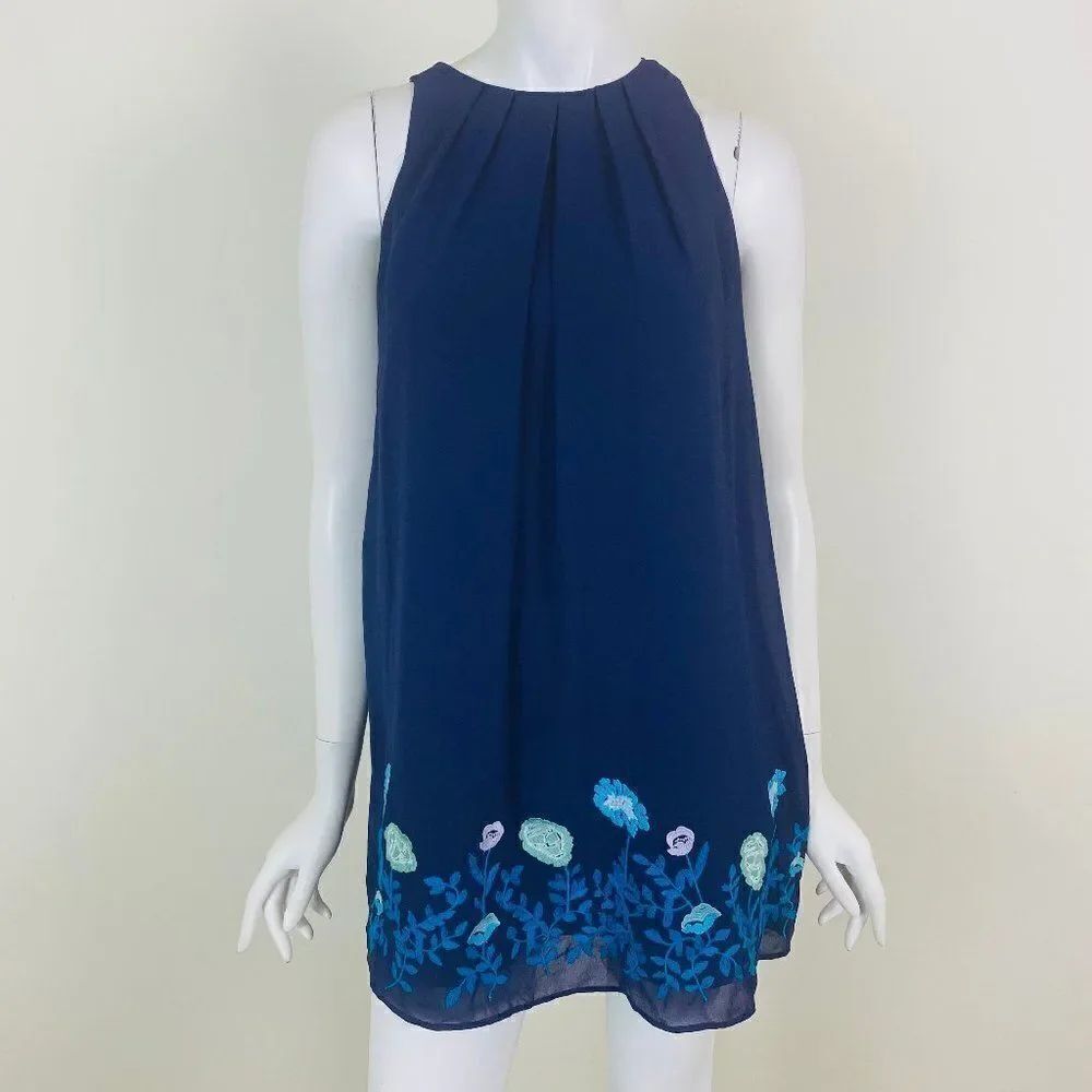 LOFT Floral Embroidered Sleeveless Shift Dress 0